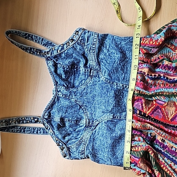 MED Angie geometric studded denim Jean midi dress - Picture 7 of 12